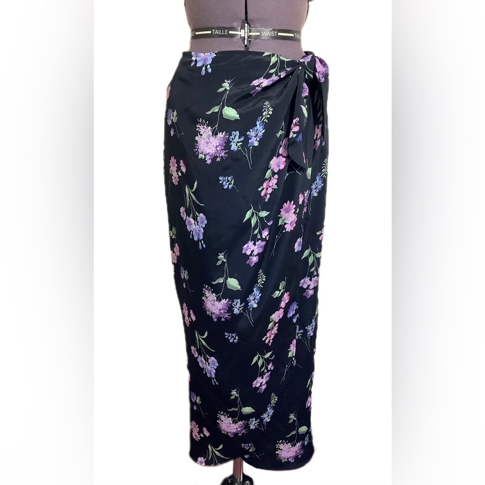 Vintage Y2K Rampage Dark Floral Wrap Skirt Junior Sz 5 Fairy Grunge Cottagecore